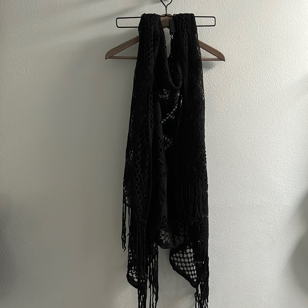 Black Knitted Shaw Vest